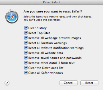 “Reset Safari”